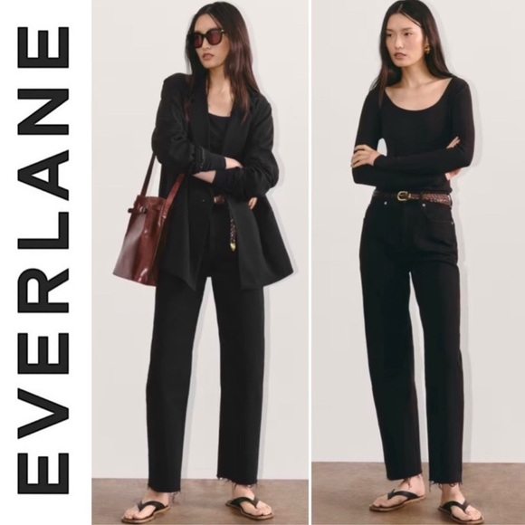 EVERLANE The Way High Jean Organic Cotton Black Size 27 High Rise 90s Minimalist - Picture 4 of 16